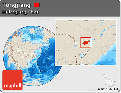 Shaded Relief Location Map of Tongjiang