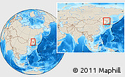 Shaded Relief Location Map of Tongjiang, highlighted parent region, within the entire country