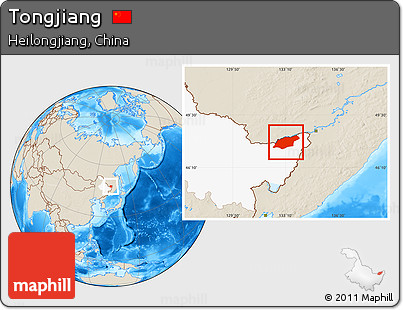Shaded Relief Location Map of Tongjiang, highlighted parent region