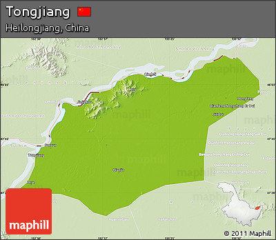 Physical Map of Tongjiang, lighten