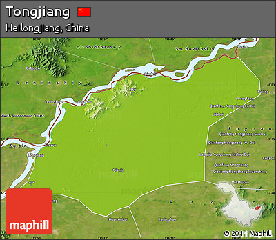 Physical Map of Tongjiang, satellite outside