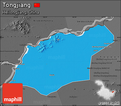 Political Map of Tongjiang, darken, desaturated
