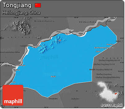 Political Map of Tongjiang, darken, desaturated