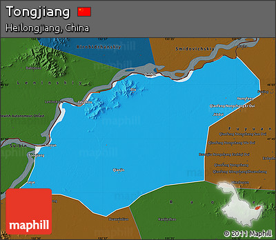 Political Map of Tongjiang, darken