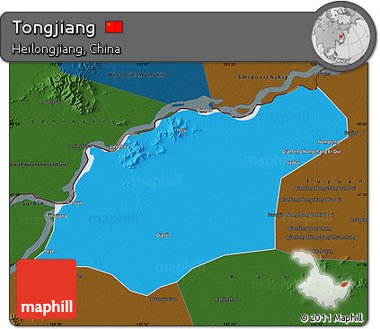 Political Map of Tongjiang, darken