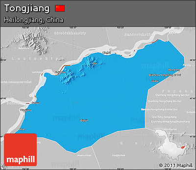 Political Map of Tongjiang, lighten, desaturated