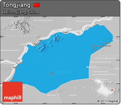 Political Map of Tongjiang, lighten, desaturated