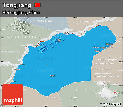 Political Map of Tongjiang, lighten, semi-desaturated