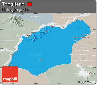 Political Map of Tongjiang, lighten, semi-desaturated