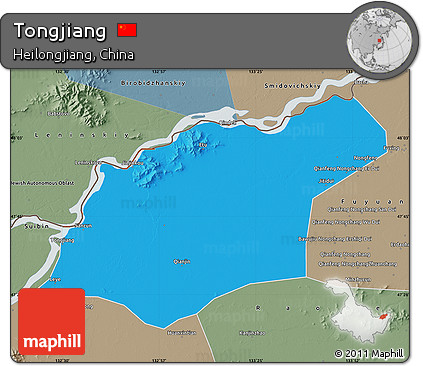 Political Map of Tongjiang, semi-desaturated