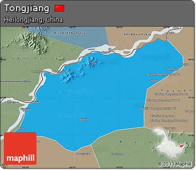 Political Map of Tongjiang, semi-desaturated