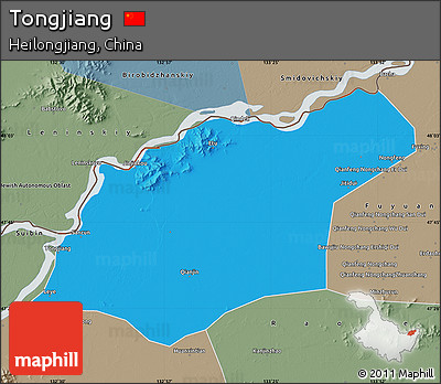 Political Map of Tongjiang, semi-desaturated