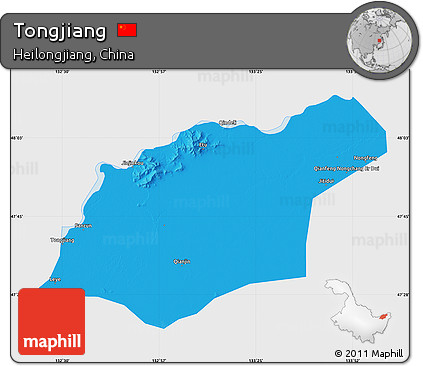 Political Map of Tongjiang, single color outside