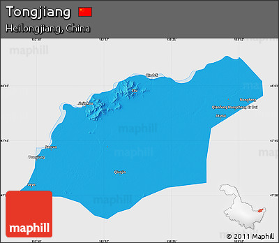 Political Map of Tongjiang, single color outside
