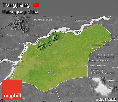Satellite Map of Tongjiang, desaturated