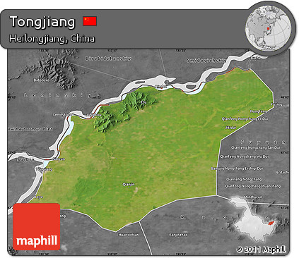 Satellite Map of Tongjiang, desaturated