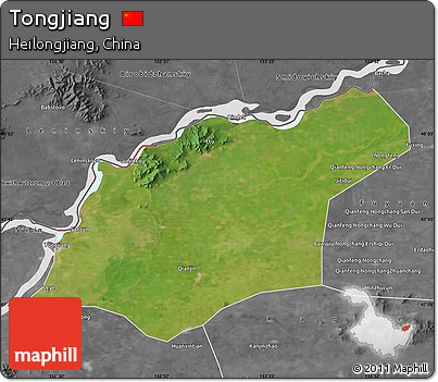 Satellite Map of Tongjiang, desaturated