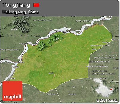 Satellite Map of Tongjiang, semi-desaturated