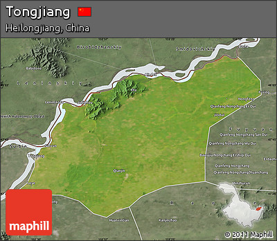 Satellite Map of Tongjiang, semi-desaturated