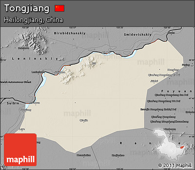 Shaded Relief Map of Tongjiang, darken, desaturated