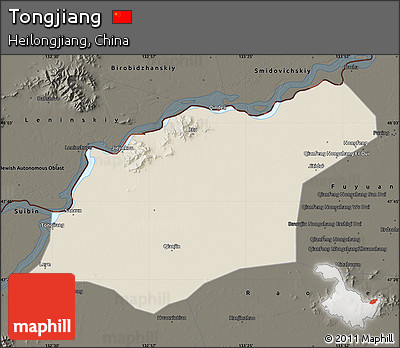 Shaded Relief Map of Tongjiang, darken