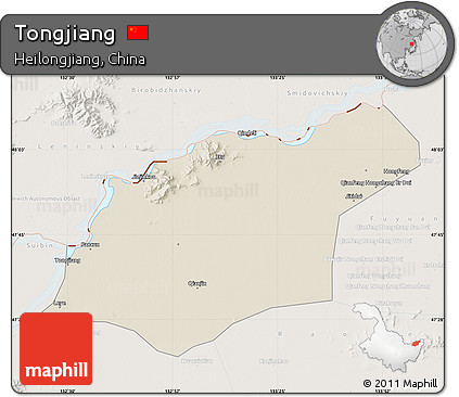 Shaded Relief Map of Tongjiang, lighten
