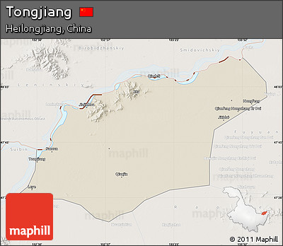 Shaded Relief Map of Tongjiang, lighten