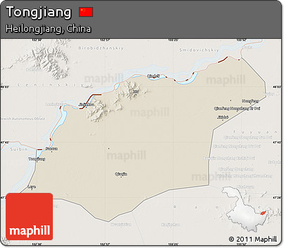 Shaded Relief Map of Tongjiang, lighten