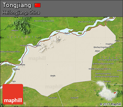 Shaded Relief Map of Tongjiang, satellite outside