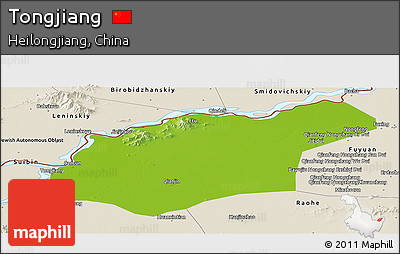 Physical Panoramic Map of Tongjiang, shaded relief outside