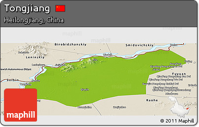 Physical Panoramic Map of Tongjiang, shaded relief outside