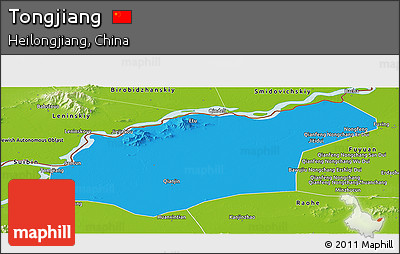 Political Panoramic Map of Tongjiang, physical outside