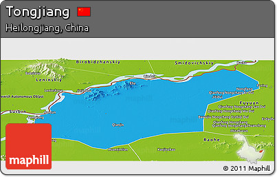 Political Panoramic Map of Tongjiang, physical outside