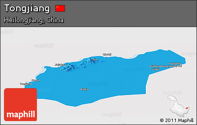 Political Panoramic Map of Tongjiang, single color outside
