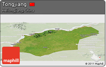 Satellite Panoramic Map of Tongjiang, lighten