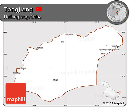Classic Style Simple Map of Tongjiang, cropped outside