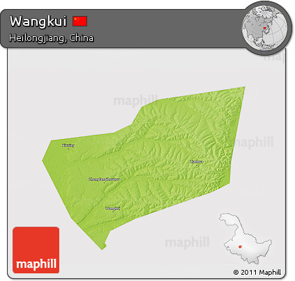 Physical 3D Map of Wangkui, cropped outside