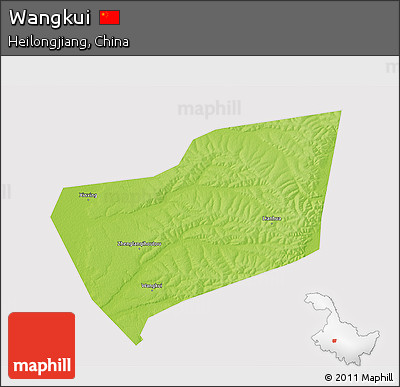 Physical 3D Map of Wangkui, cropped outside