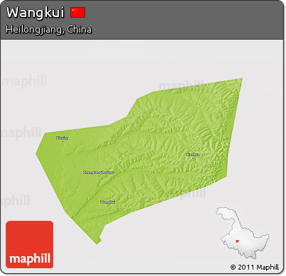 Physical 3D Map of Wangkui, cropped outside