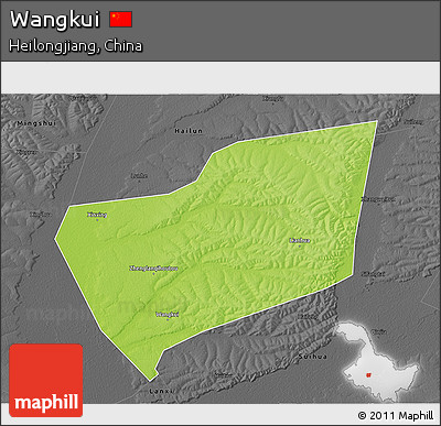 Physical 3D Map of Wangkui, darken, desaturated