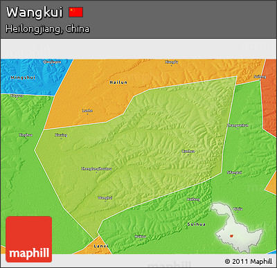 Physical 3D Map of Wangkui, political outside