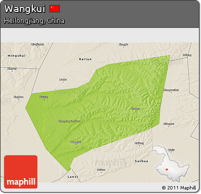Physical 3D Map of Wangkui, shaded relief outside