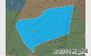 Political 3D Map of Wangkui, darken, semi-desaturated