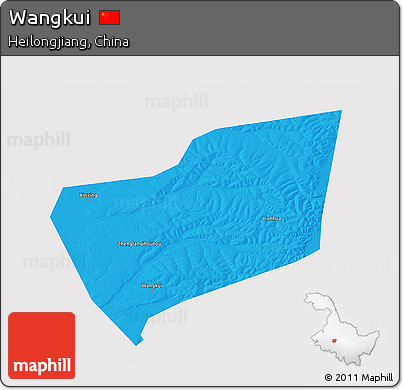 Political 3D Map of Wangkui, single color outside