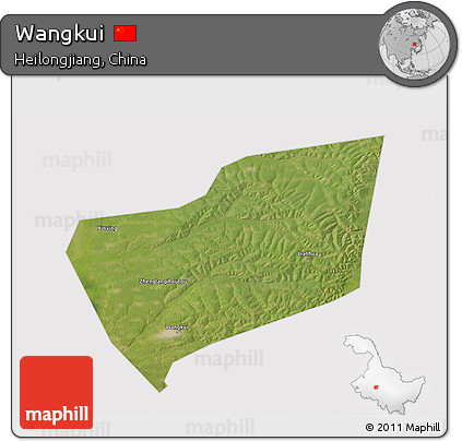 Satellite 3D Map of Wangkui, cropped outside
