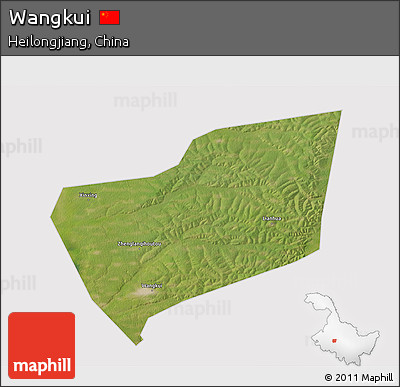 Satellite 3D Map of Wangkui, cropped outside