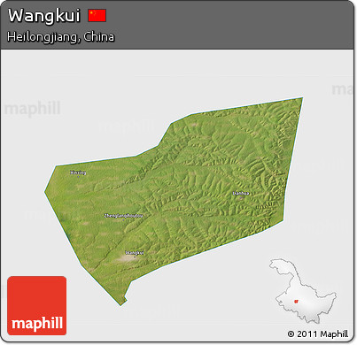 Satellite 3D Map of Wangkui, single color outside