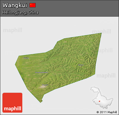 Satellite 3D Map of Wangkui, single color outside