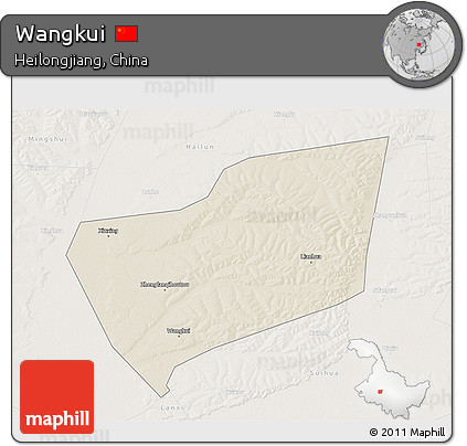 Shaded Relief 3D Map of Wangkui, lighten
