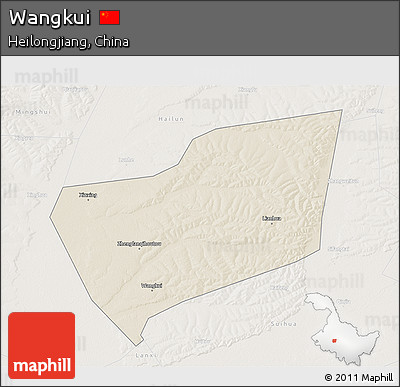 Shaded Relief 3D Map of Wangkui, lighten
